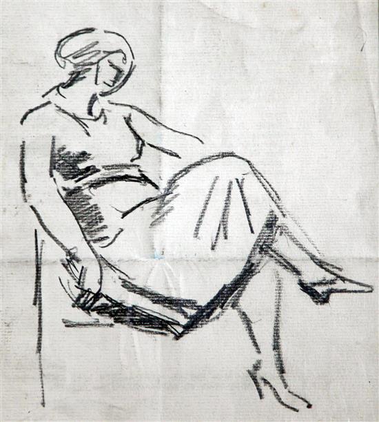Jean Marchand (1883-1940) Seated woman and other figure studies, largest 8 x 7in., unframed